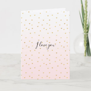  Rosa Ombre Guld Hearts Kärlek Kort