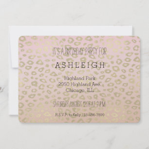 Rosa Ombre Guld Leopard Inbjudningar
