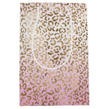 Rosa Ombre Guld Leopard Skriv ut