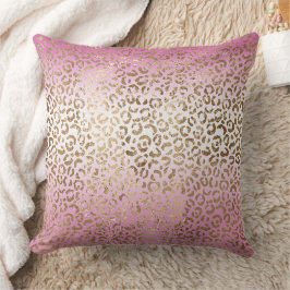Rosa Ombre Guld Leopard Skriv ut Kudde