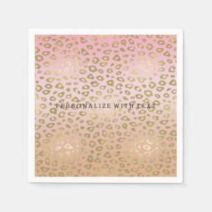 Rosa Ombre guld- Leopardtryck Pappersservett