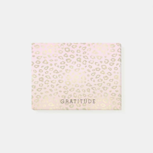 Rosa Ombre guld- Leopardtryck Post-it Block (Framsida)