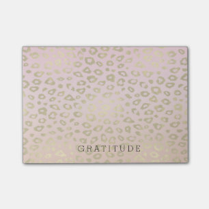 Rosa Ombre guld- Leopardtryck Post-it Block