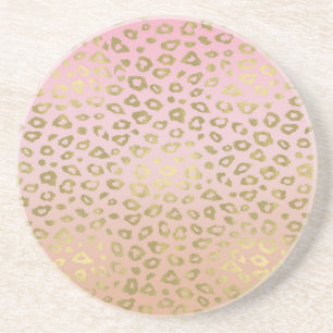 Rosa Ombre guld- Leopardtryck Underlägg Sandsten