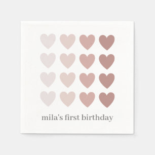 Rosa Ombre Hearts Pappersservett