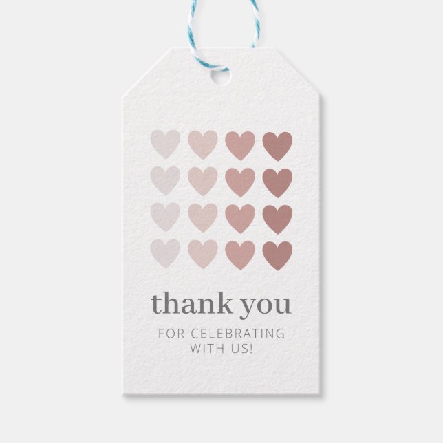 Rosa Ombre Hearts Presentetikett (Framsidan)