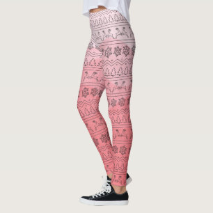 Rosa Ombre Julsötare Mönster Leggings