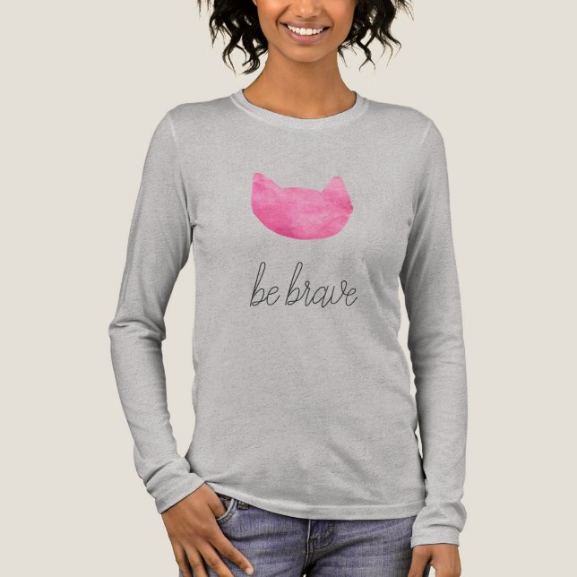  Rosa Ombre Katt vara Modig T Shirt (Framsida)