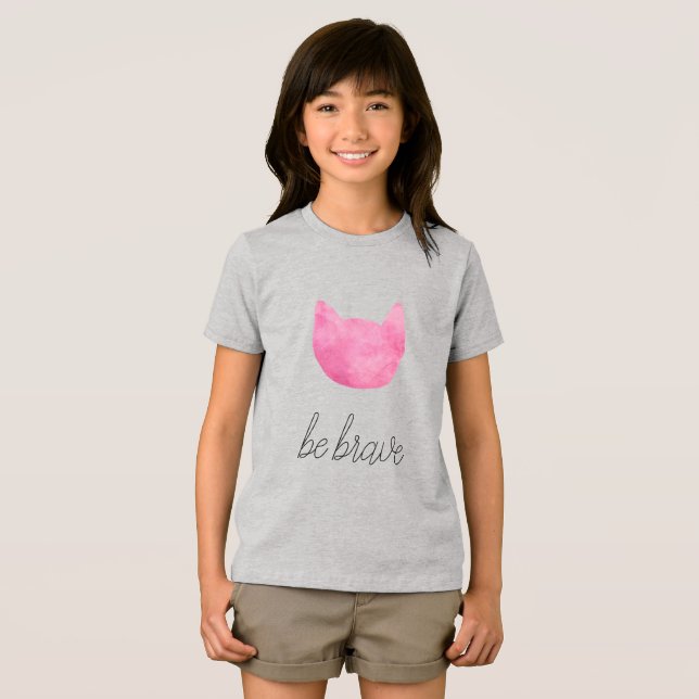  Rosa Ombre Katt vara Modig T Shirt (Framsida Full)