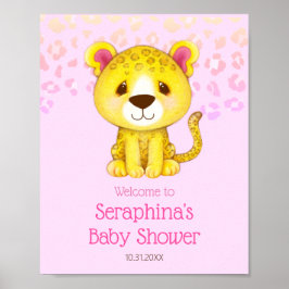 Rosa Ombre Leopard Baby Shower Välkommen Poster