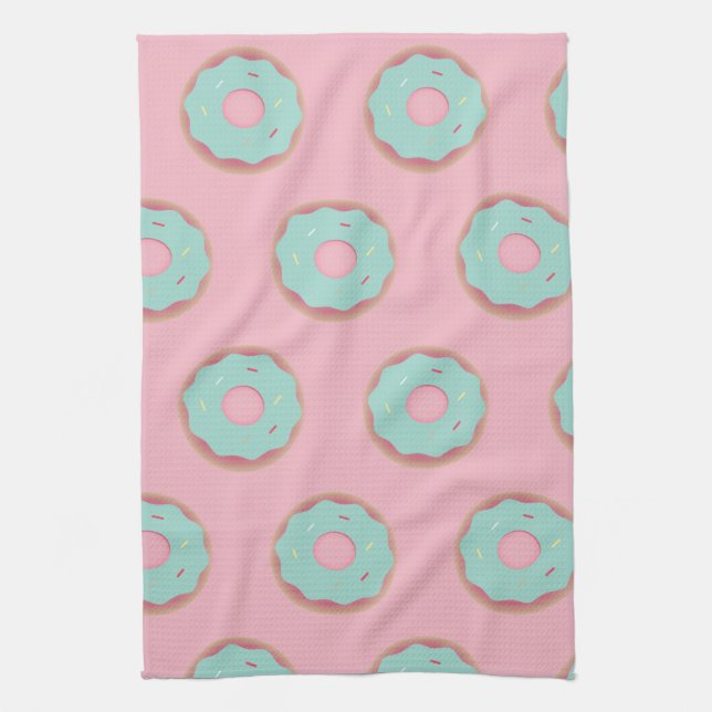 Rosa Ombre-munkar Teal-munkar Strössel Bageri Kökshandduk (Vertikal)
