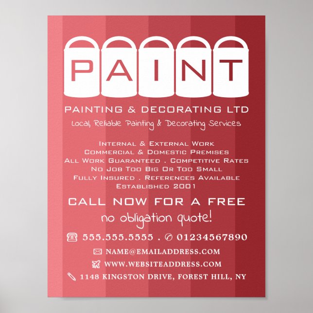 Rosa Ombre, Paint Bucket, Painter & Decorator Poster (Framsidan)