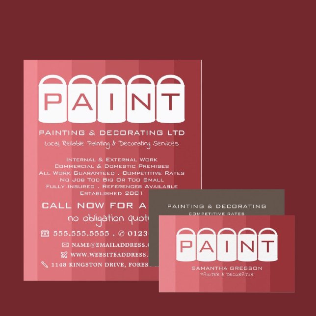 Rosa Ombre, Paint Bucket, Painter & Decorator Visitkort (Skapare uppladdad)