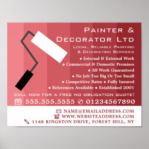Rosa Ombre & Paint Roller, Painter & Decorator Poster