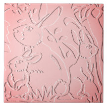 Rosa Ombre Rabbit Woodland Embossed Blommigt Natat