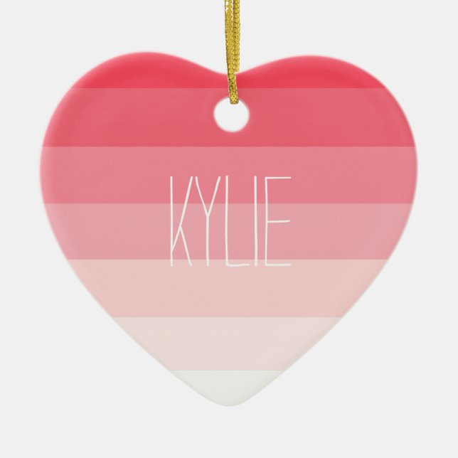 Rosa Ombre randar Julgransprydnad Keramik (Framsidan)