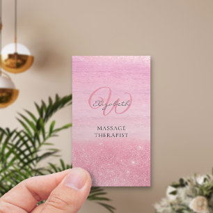 Rosa Ombre Shimmer Massage Therapist Lodrät Visitkort