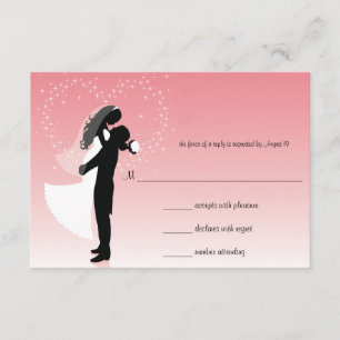 Rosa Ombre Silhouette Bröllop-svarskort OSA Kort