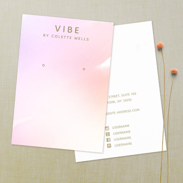 Rosa Ombre Watercolor Earring Visning Visitkort (Skapare uppladdad)