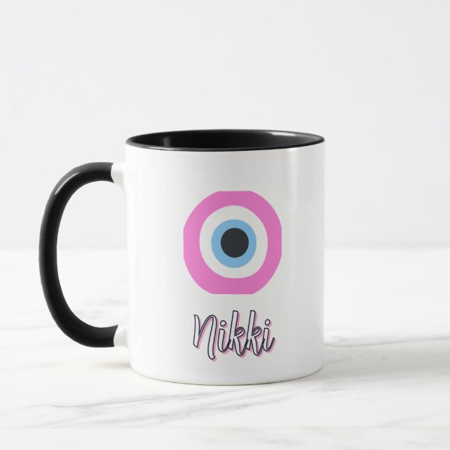 rosa onda ögon mugg || anpassningsbar  (Vänster)