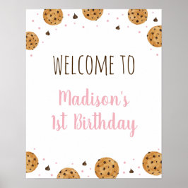 Rosa One Sweet Cookie Välkommen på födelsedag Poster