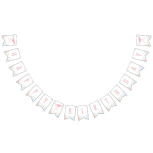 Rosa Oneder Sea Ocean Animals 1:a födelsedag Vimplar