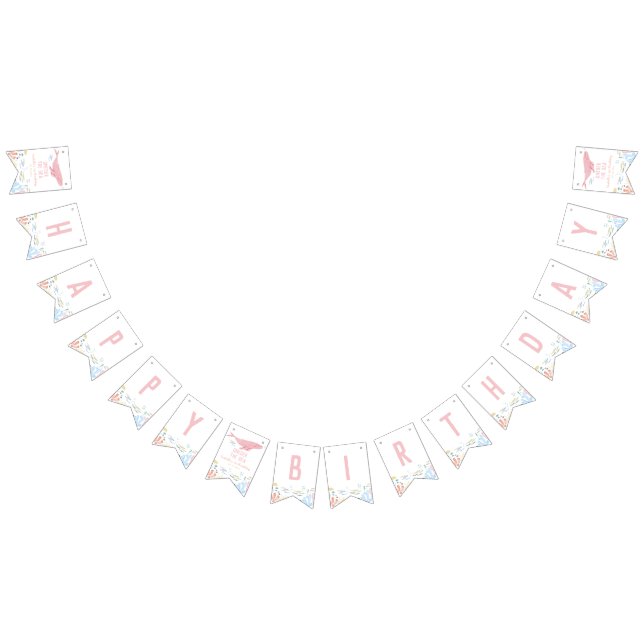 Rosa Oneder Sea Ocean Animals 1:a födelsedag Vimplar (Alla)