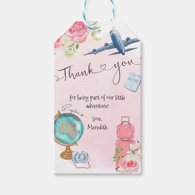 Rosa ONEderful World Girls Märkre 1:a födelsedagsg Presentetikett (Framsidan)