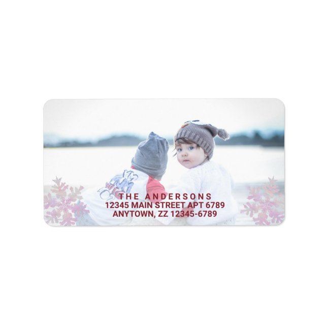 Rosa Opal Snyggt Juldagen Lägg till bild Adressetikett (Framsidan)