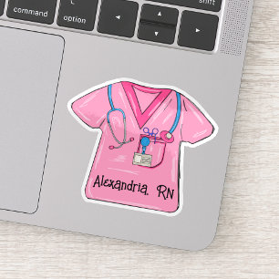 Rosa operationssköterskeuniform Monogram Vattentål Klistermärken