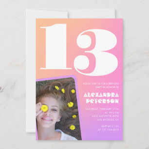 Rosa Orange 13-års inbjudningar Retro
