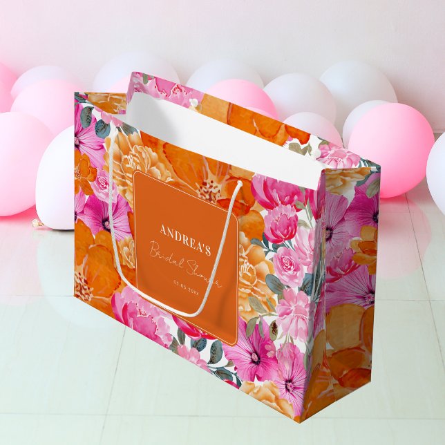 Rosa Orange Akvarell Blommig Sommar Bröllopsfest (Skapare uppladdad)