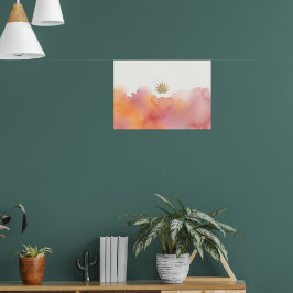 Rosa Orange Akvarell Lotusaffisch Poster