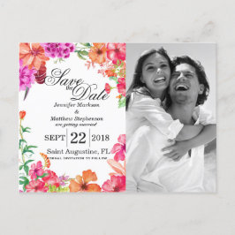 Rosa Orange Akvarell Trädgård Spara Datumen Meddelande Vykort