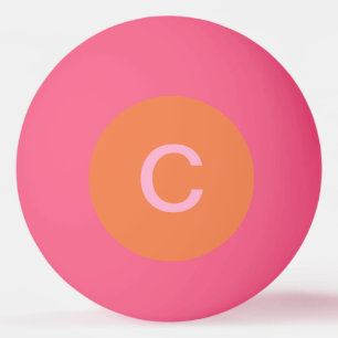 Rosa Orange Anpassningsbar Färg Monogram Initiativ Pingisboll