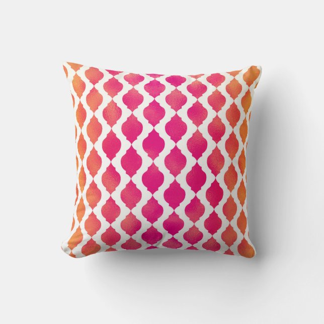 Rosa & Orange Arabiskt Marockanskt Glam Indiskt Te Kudde (Framsida)