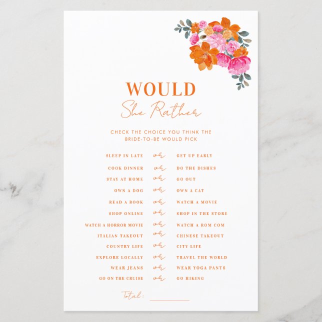 Rosa Orange Baby Shower, skulle hon hellre leka (Framsida)