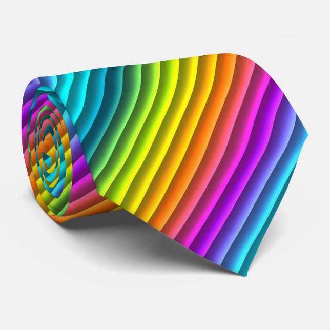 Rosa Orange Blå turkos Grönt Rainbow Rand Slips (Rullad)