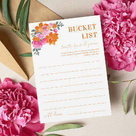 Rosa orange blommande bröllopsdusch Bucket List-ko Inbjudningar