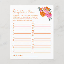 Rosa Orange Blommigt Baby Namn Tävling Babykläder
