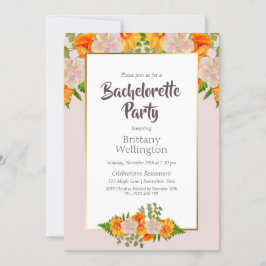 Rosa Orange Blommigt Bachelorette Party Inbjudningar