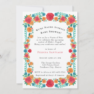 Rosa Orange Blommigt Mexican Fiesta Baby Shower Inbjudningar