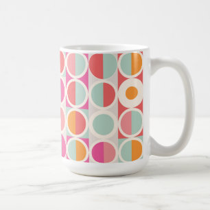 Rosa Orange Blue Geometric Mönster Kaffemugg