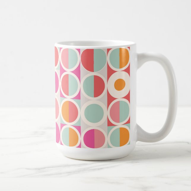 Rosa Orange Blue Geometric Mönster Kaffemugg (Höger)