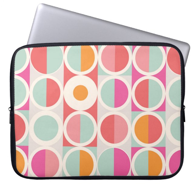 Rosa Orange Blue Geometric Mönster Laptop Fodral (Framsidan)
