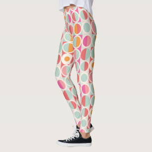 Rosa Orange Blue Geometric Mönster Leggings