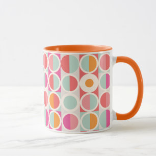 Rosa Orange Blue Geometric Mönster Mugg