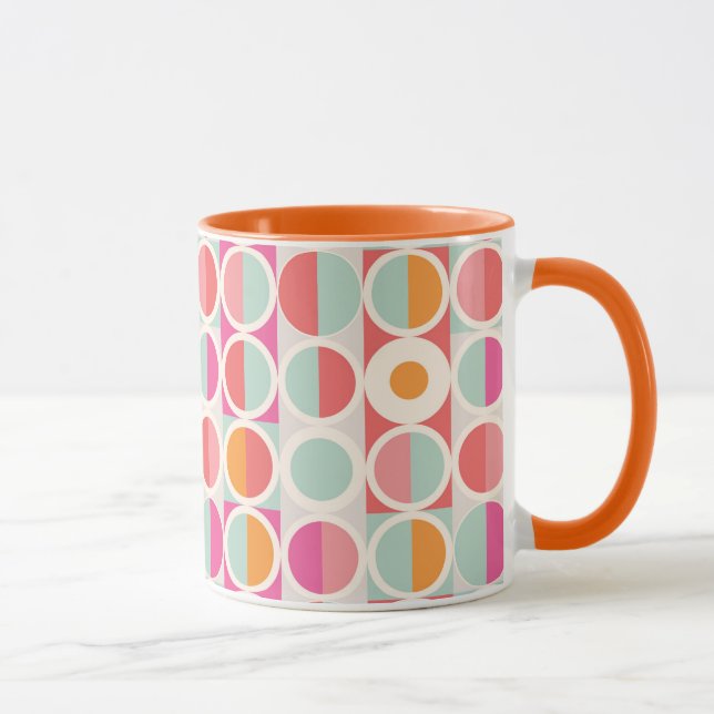 Rosa Orange Blue Geometric Mönster Mugg (Höger)