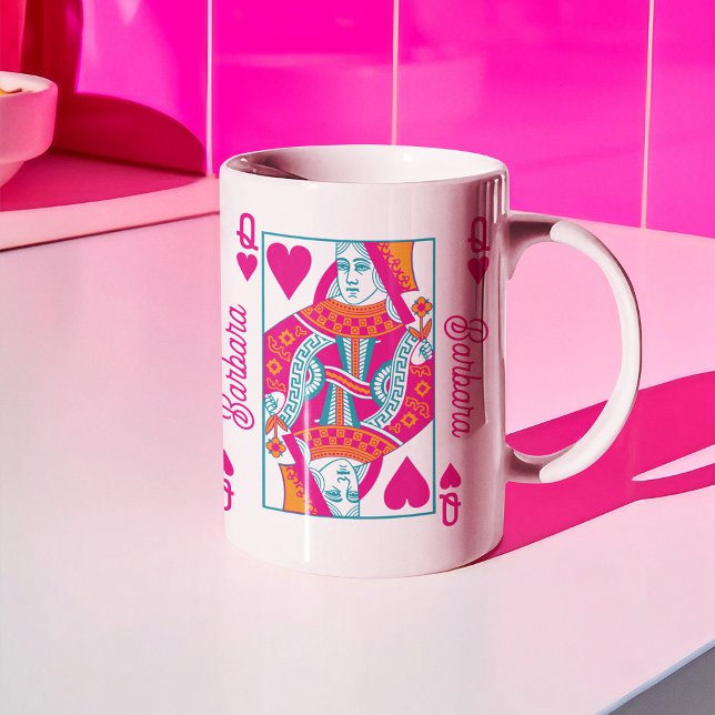 Rosa Orange Blue Queen of Hearts Anpassningsbar Kaffemugg (Skapare uppladdad)