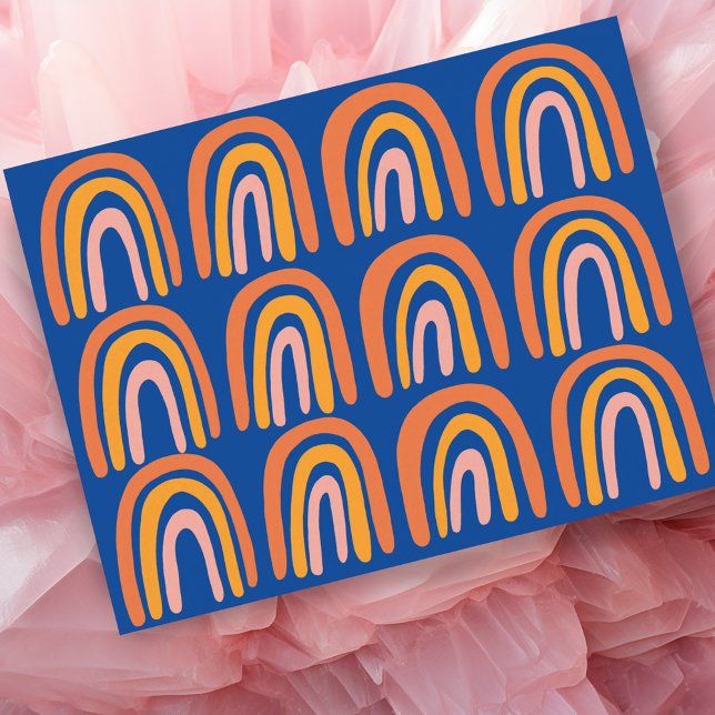 Rosa Orange Blue Sweet Rainbow Mönster Vykort (Pink Orange Blue Sweet Rainbow Pattern Postcard
)